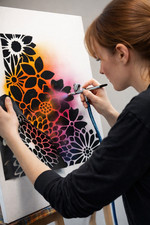 Flowers stencil Airbrush art stencil artists background template