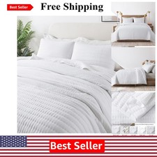 Elegant White King Size Quilt Bedding Set   Lightweight  Soft for All Seasons