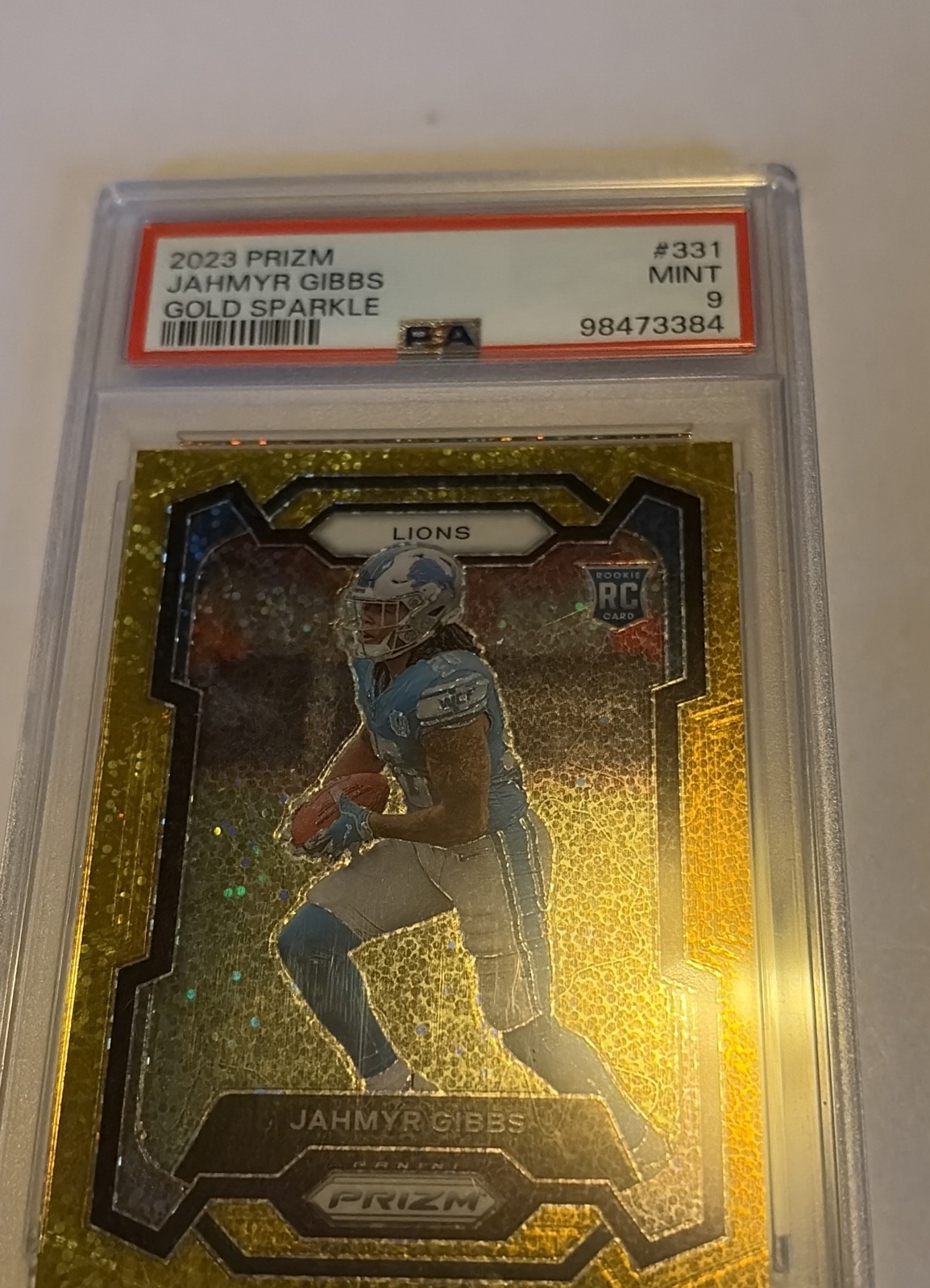 2023 Panini Prizm - Rookies Jahmyr Gibbs #331 Gold Sparkle Prizm /24 (RC)