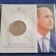 2022 The Royal Mint UK £5 Coin Duke of Cambridge 40th Birthday Elizabeth II