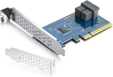 Dual Port U.2 NVMe SSD PCIe 3.0 X8 Adapter Card with SFF-8643 SAS Connector, Win