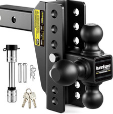 Adjustable Drop Hitch 6" Drop/Rise for Trucks, 16,500 LBS GTW, Anti-Theft Locks