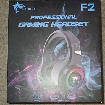 J-Ankka F2 Professional Gaming Headset Double Earpieces Boom Mic RGB Black