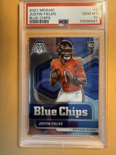 JUSTIN FIELDS ROOKIE 2021 MOSAIC BLUE CHIPS SP #4 PSA 10 BEARS/JETS