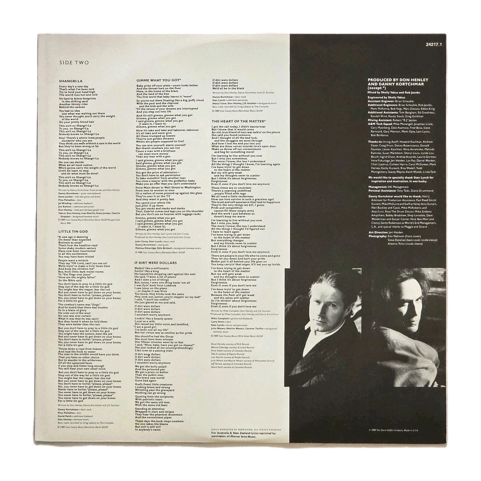DON HENLEY (EAGLES) "The End Of The Innocence" AUSSIE 10Tk LP w/NEW YORK MINUTE - Image 4 of 4