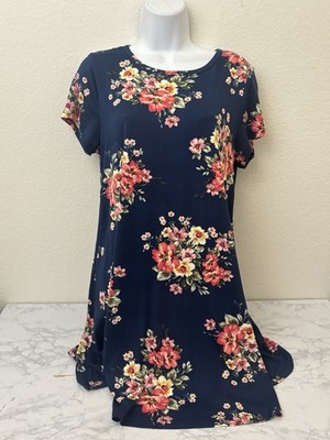 Jamie & Layla Floral Stretchy Dress Petite Medium PM artsy Floral to wear USA H2