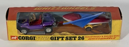 Nice Vintage Corgi Toys Whizzwheels Beach Buggy Sailing Boat Gift Set 26 In Box