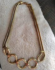 Vintage Gold-Tone Metal Snake Chain Necklace Estate Jewelry