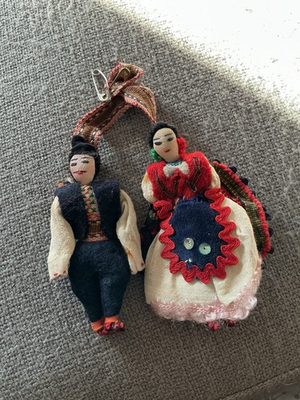 #ad Vintage Folk Art Connected Dolls Eastern European $17.99