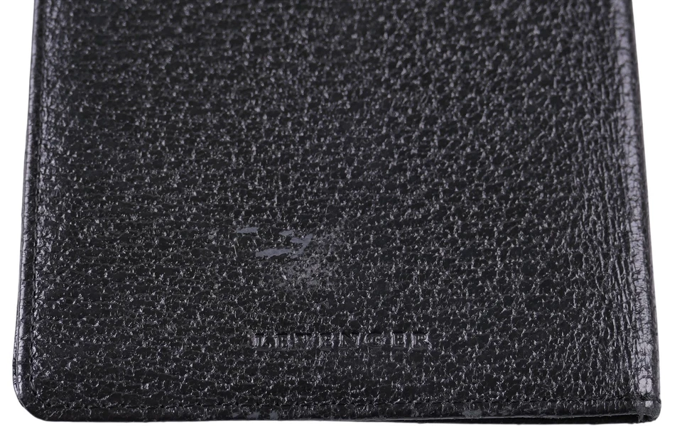 Billetera de viaje Levenger de cuero granulado negro pasaporte billetes doble pliegue Foto 4 de 4