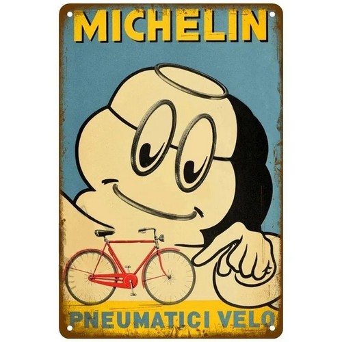 Michelin Pneumatici Velo Tin Sign Vintage Bicycle Tire Shop Decor