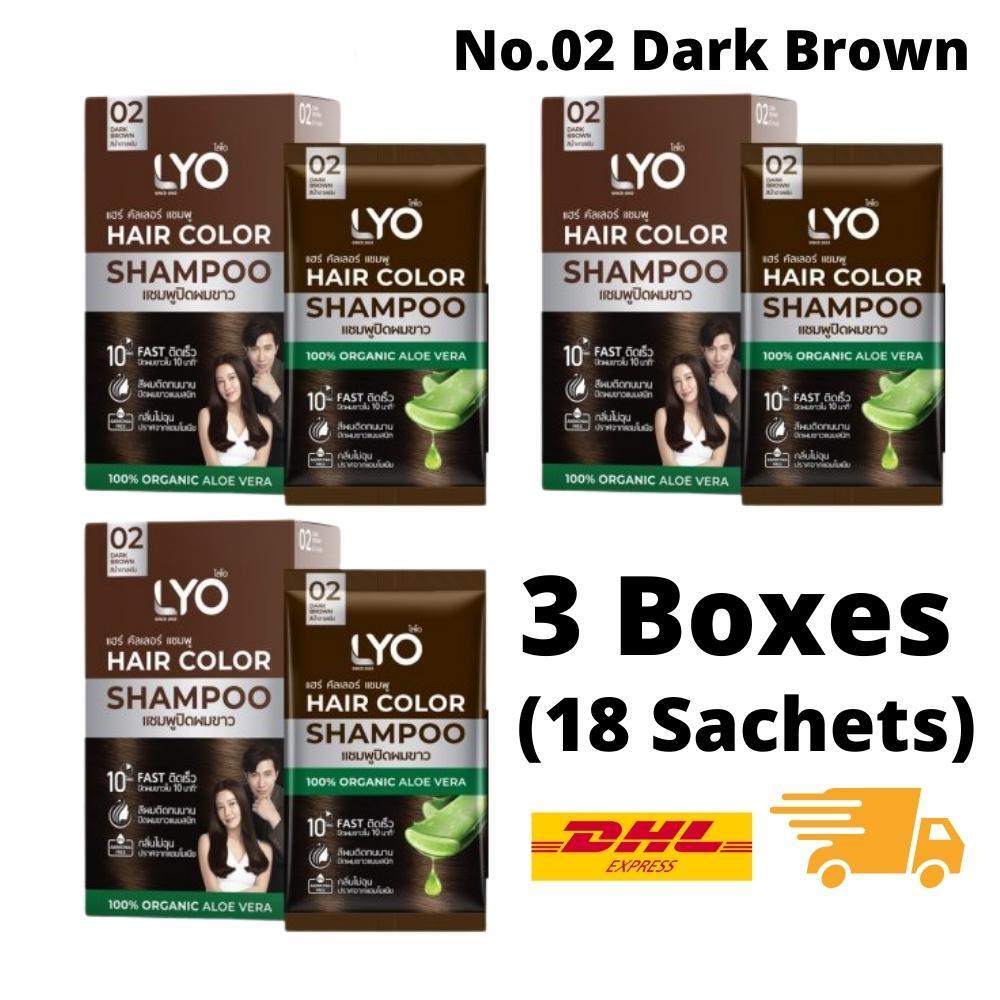 3x Champú para color de cabello Lyo 100% orgánico No.2 marrón oscuro aloe vera suave suave