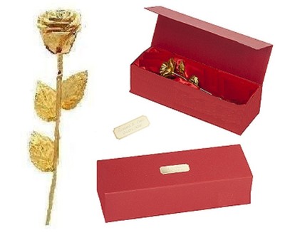 Goldene Rose für Ewige Liebe Metall Gold Rose MIT GRAVUR Valentinstag