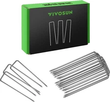 VIVOSUN 6 Inch 50-Pack Garden Stakes, Galvanized Steel Landscape Stapes 11 Gauge