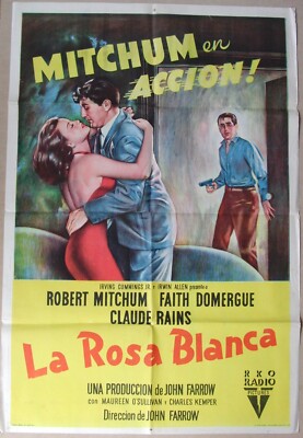 1950 WHERE DANGER LIVES Robert Mitchum 1SH MOVIE POSTER Rare Ed. FILM NOIR