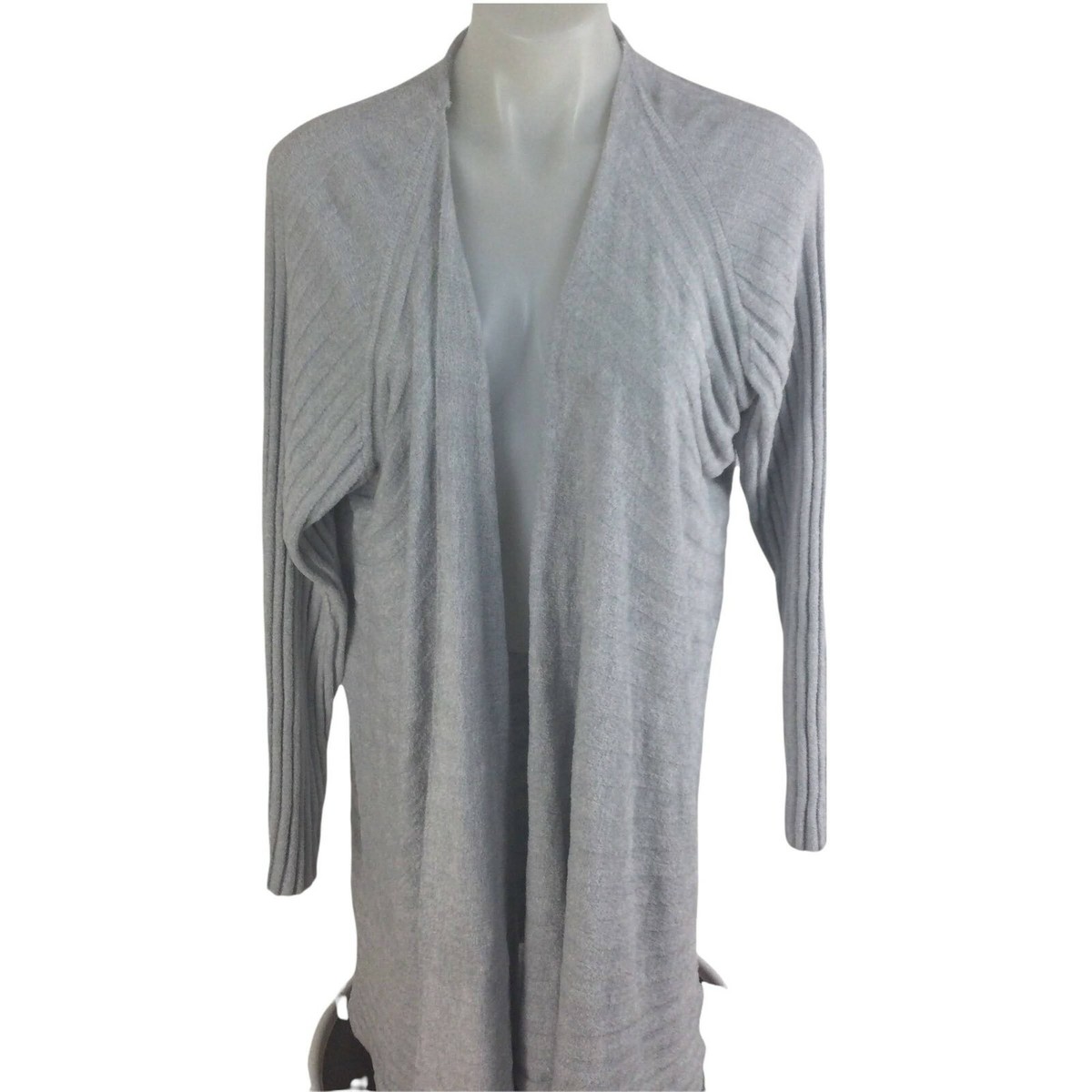 Tommy Bahama Open Front Gray Island Soft Waterfall Rib Cardigan Sweater  L/XL NWT