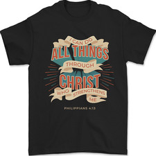 Through Christ Christian Jesus God Cross Faith Mens T-Shirt 100% Cotton