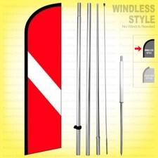 DIVE DIVER - Windless Swooper Flag Kit 15' Feather Banner Diving Sign rf-h