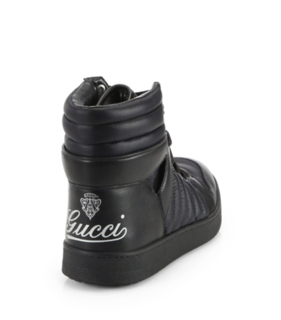 GUCCI 322762 Mens Black Hudson High Top Black Sneakers Z19124 Size