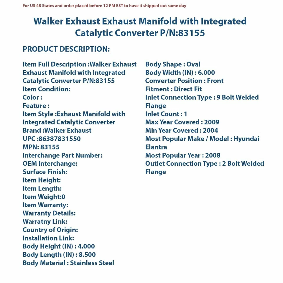 Colector de escape Walker con convertidor catalítico integrado 83155 Foto 4 de 4