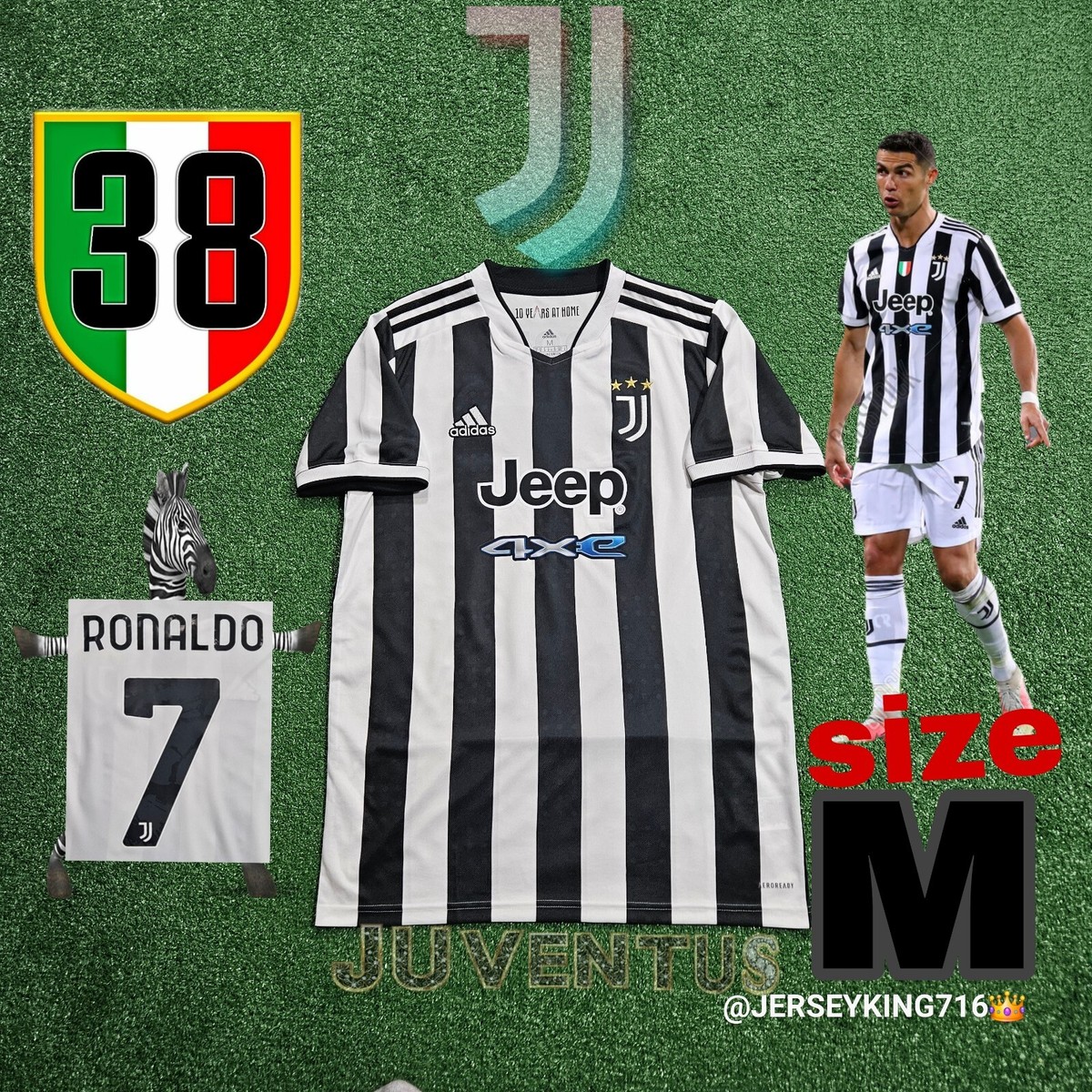 CR7 adidas Juventus ストライプシャツ Mサイズ 🇮🇹🦓 Adidas Juventus FC Cristiano Ronaldo# 7 2021/2022