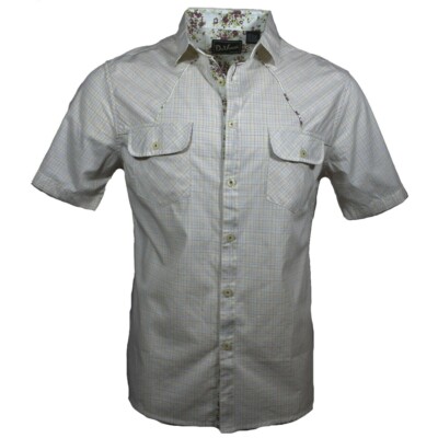 DaVinci Men's Button Down Short Sleeve Shirt - 100% Cotton NWT Org $49.50      