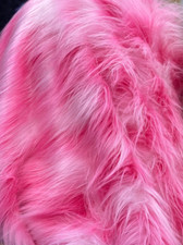 pink white Spike Faux Shaggy Upholstery Apparel fur fabric BY YARD 60" W
