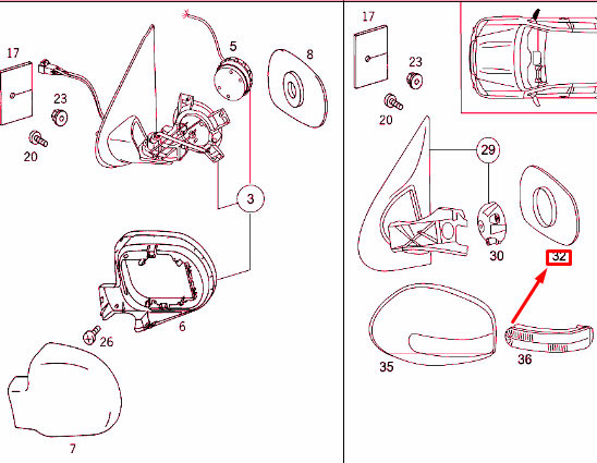 Mercedes-Benz Ml W163 Front Right Door Mirror Glass LHD  
