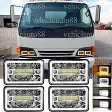 DOT 4PCS 4x6'' LED Headlights Hi/Lo Fit GMC W3500 Forward Isuzu NPR-HD NQR Truck