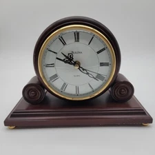 Beautiful Bulova Cherry Wood Mantel Clock Colonial Style Rare