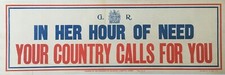 British "In Her Hour of Need, Your Country Calls" 1914 Enlistment Poster