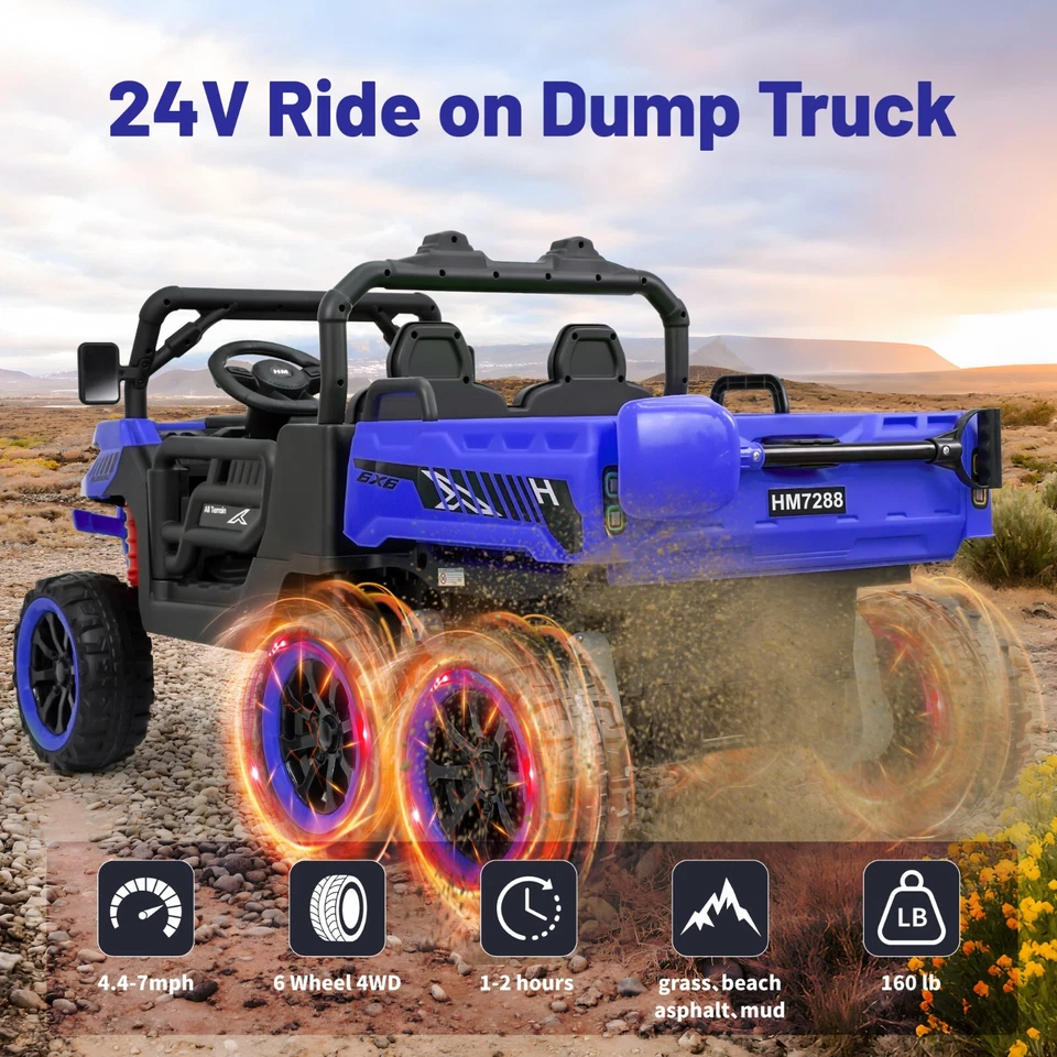 Coche eléctrico para niños 24 V paseo en plataforma de volteo camión ruedas eléctricas de batería juguete con control remoto Foto 4 de 4