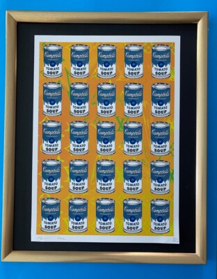 DEATH NYC Hand Signed LARGE Print Framed 16x20in COA POP ART WARHOL CAMPBELL'S