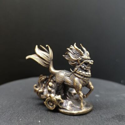 Pure Copper Fierce Kirin Statue Animal Figurines Desktop Decoration Toys Gift