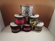 Mixed Lot of 6 Celebrate It Halloween Wired Ribbon Skull Lace Spider