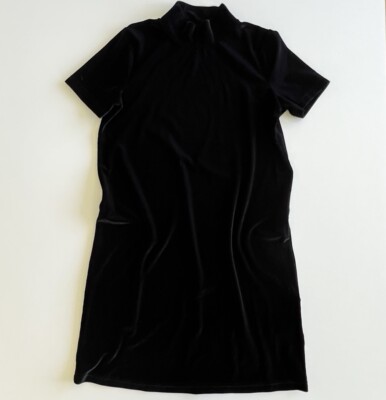 short-sleeve mock-neck velvet mini dress Women's Madewell Velvet Mockneck Shift Dress, Size X-Small