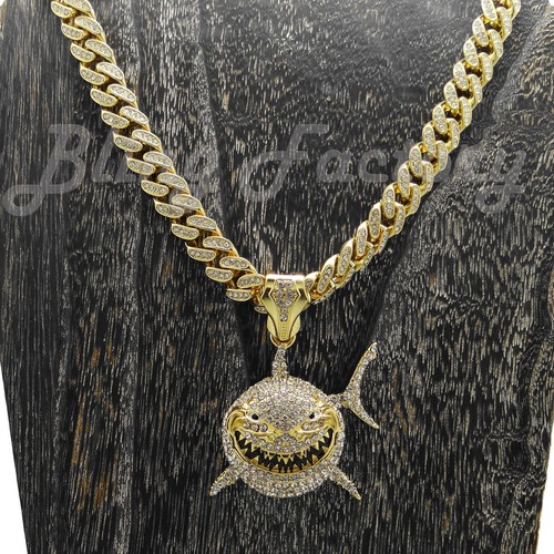 6ix9ine Iced Shark Pendant 16\