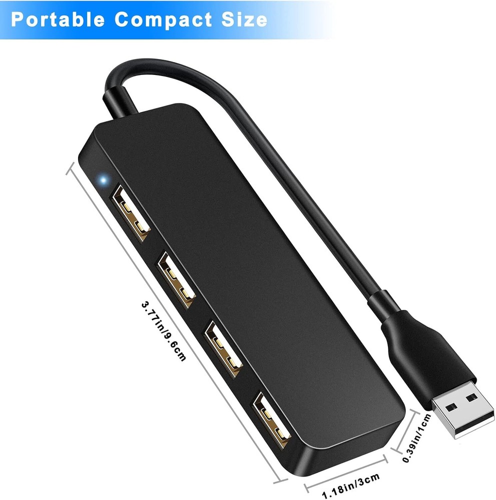 4-Port USB 2.0 Hub for Laptop & PC Expansion