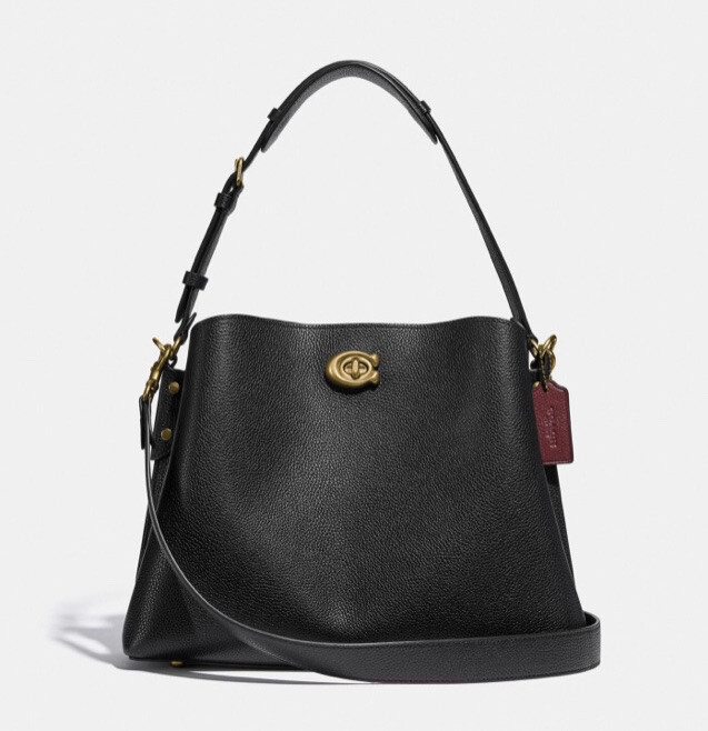 ❤️ Coach Willow C2621 Brass/Black Leather Shoulder Bag | eBay