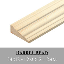 Pine Barrel Mould Bead Wooden Moulding Beading 34x12 - 1.2m x 2 = 2.4M [TM796]