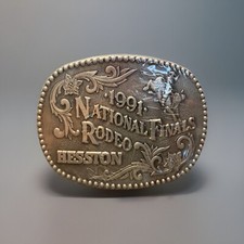 Vtg 1991 National Finals Rodeo Hesston Buckle Award Sealed Commemorative Adult