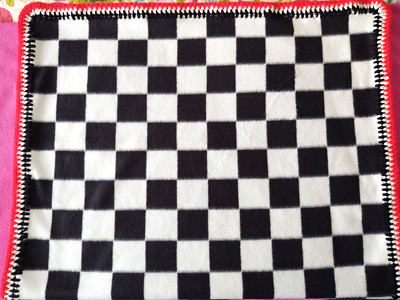 Fleece Baby Lap Blanket Crochet Border Black White Checkers 29'' X 46''