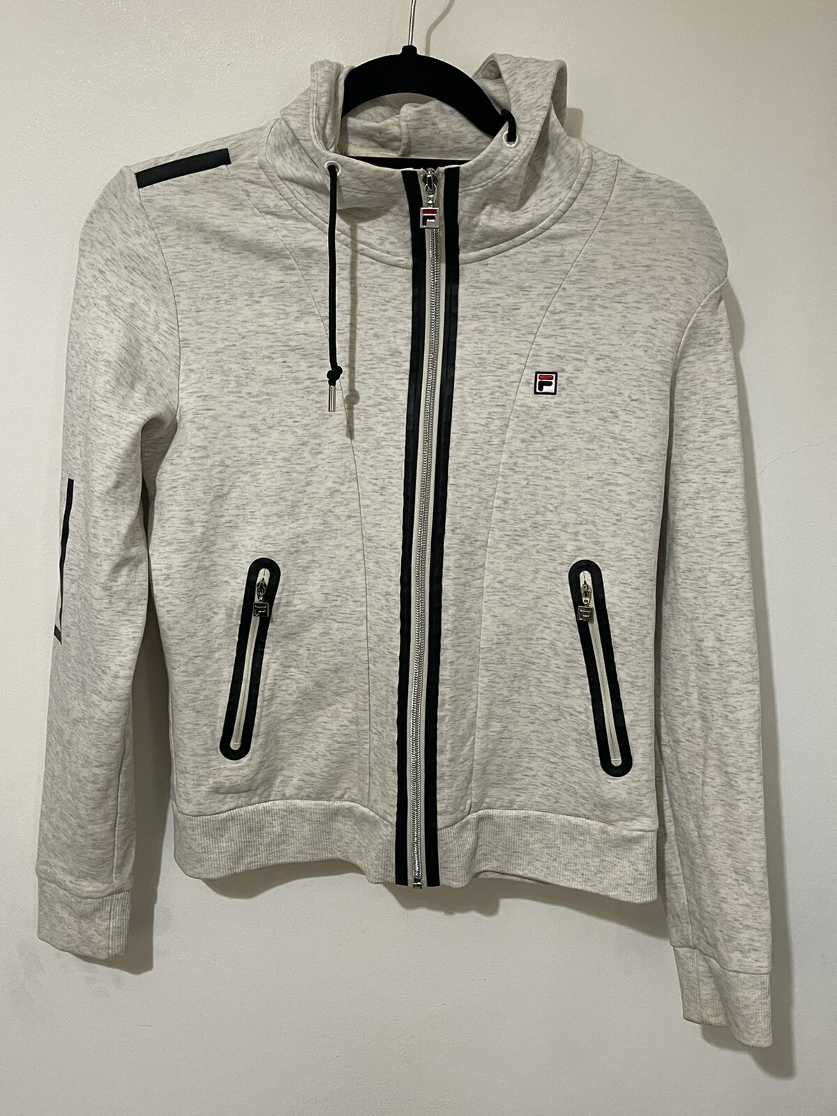 Felpa con cappuccio Fila White Line grigia con cerniera taglia M