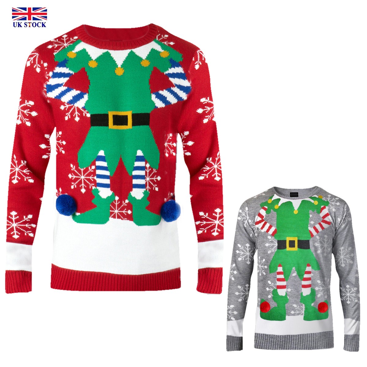 Noroze Mens Premium Novelty Knitted Christmas Sweater Elf Jumpers