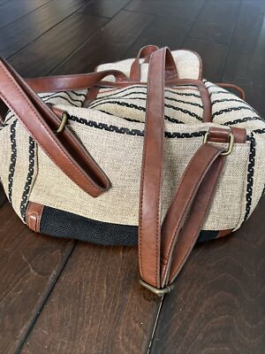 LUCKY BRAND Kendal Striped Woven Blend Backpack Rucksack Bag Shoulder Linen LUCKY BRAND The Kendal Striped Woven Blend Backpack  main image 2