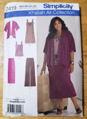 Simplicity 2419 Pattern Women Plus Size Wardrobe Jacket Sundress Pant Top 20-28W