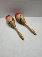 Vintage Wooden Maracas Pair
