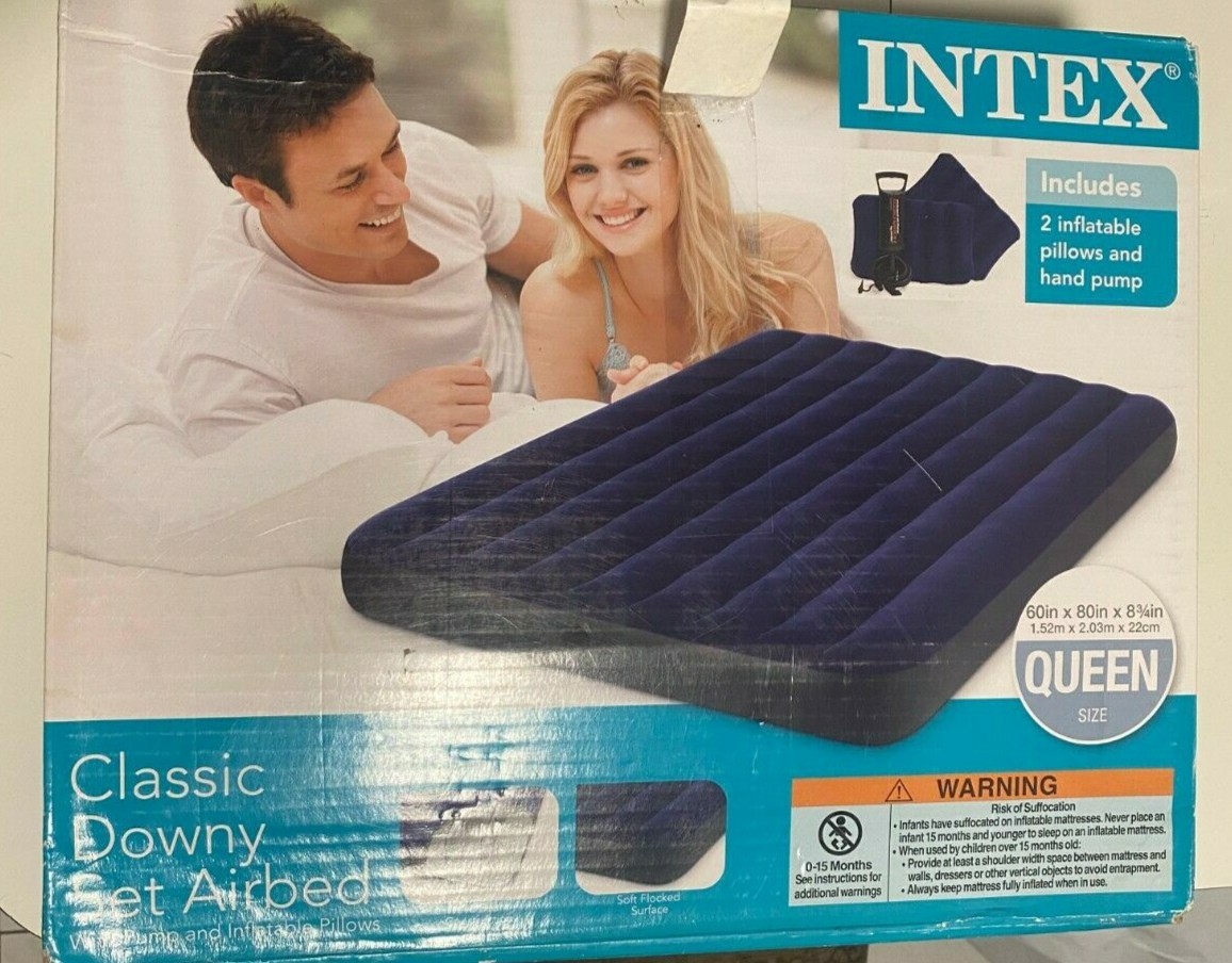 Intex Classic Downy Set Airbed Queen Size Inflatable with Pump