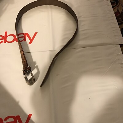Cuir Veritable Made In France Brown Leather Belt- Animal Print