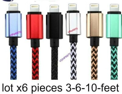 6 Pack 6FT USB Cable For iPhone 6 7 8 Plus iPhone 12 11 X XR XS Pro Charger Cord